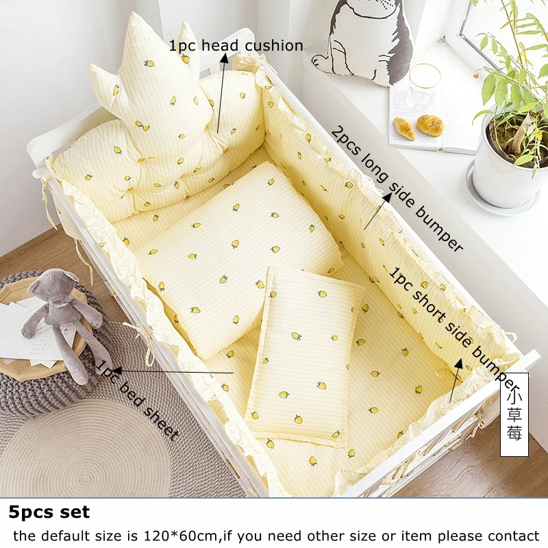 Baby Bed Bumpers Baby Cot Protection Bedding Kit Surroudings Cotton Removable Washble Children's Beds (5)