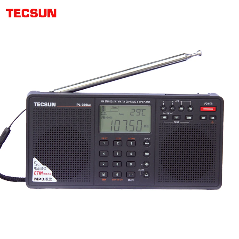 Tecsun PL 398MP портативное радио 2 ''полный диапазон цифровой настройки стерео FM/AM/SW