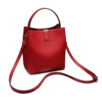 

Spring/summer 2020 Fashion Versatile Female Hand Bill of Lading Shoulder Bag High Quality Cowhide Fabric Bucket Bag for wome