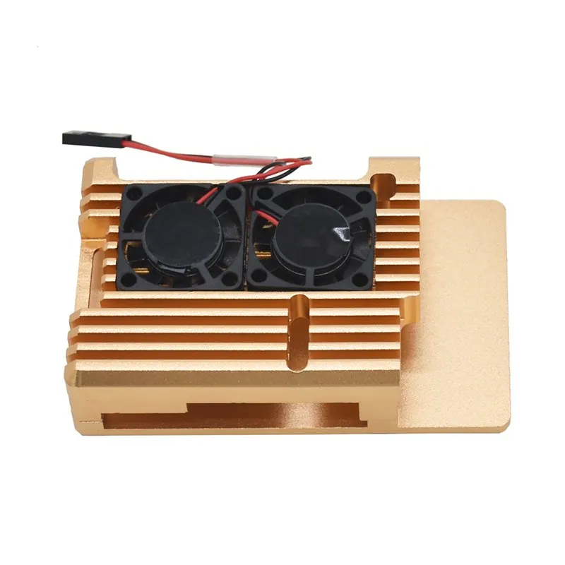 Корпус из алюминиевого сплава высокого качества для Raspberry Pi 4 Модель B/B+ с двойным охлаждающим вентилятором радиатор