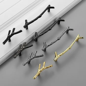 Fashion Tree Branch Furniture Handle Black Silver Bronze Kitchen Cabinet Handles Drawer Knobs Cabinet Pull Door Pulls Hardware