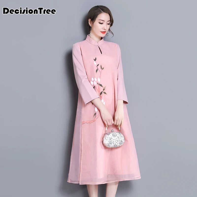 2019 летняя традиционная одежда вьетнамский аозай qipao платье для женщин Элегантный Вьетнам традиционная одежда аозай Вьетнам