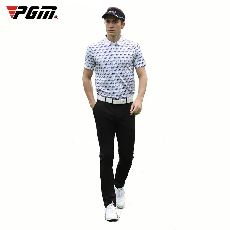 

PGM Men's Short Sleeve Golf T-Shirt Summer Striped Print Sport Tshirt Polo Shirt Quick Drying Golf Clothing golf shirts mens