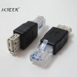 2Pcs PC USB to RJ45 Female A to Ethernet Internet RJ45 Connector Adapter New Arrival For Video Gard Gamer Gabinet Accessories DF