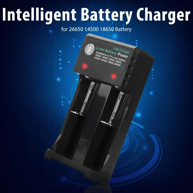 Прочный Батарея Зарядное устройство нежный дизайн 2 слота 5 V/2A Intelligent Lithium с Батарея Зарядное устройство для 18650 14500 26650 Батарея