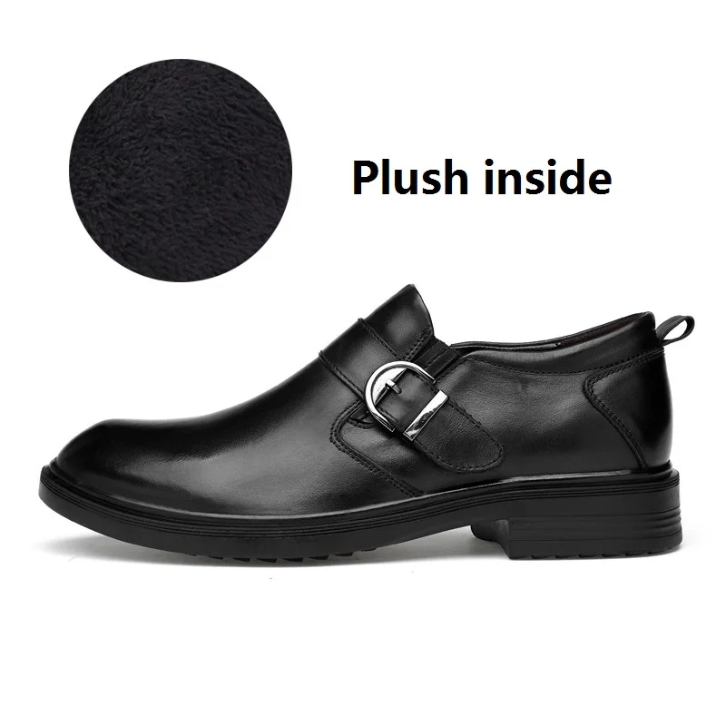 Plush inside Size 36-49 Brand Men Shoes Top Quality Oxfords British Style Men Genuine Leather Dress Shoes Business Formal Shoes Men Flats - Цвет: Plush inside