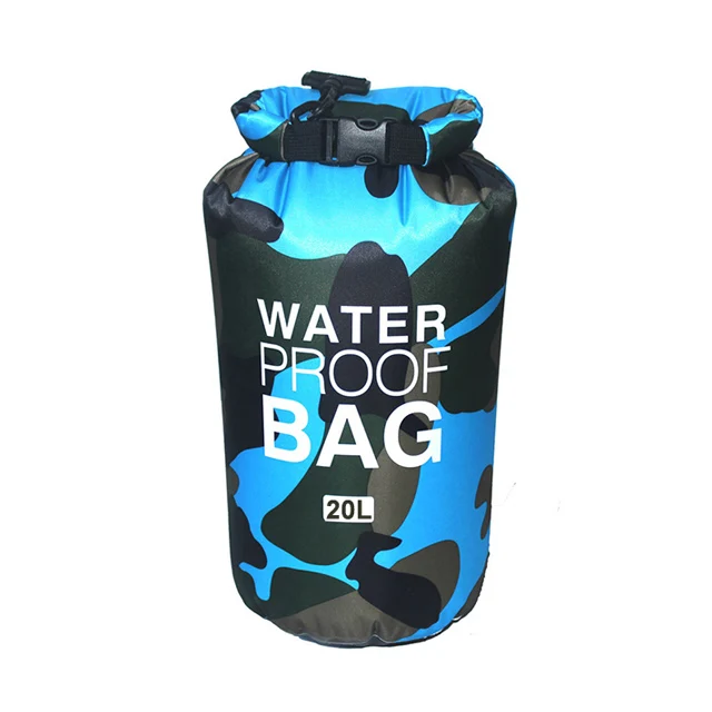 30L Waterproof Swimming Bag Dry Sack Camouflage Colors Fishing Boating Kayaking Storage Drifting Rafting Bag 2L 5L 10L 15L XAZ9 20L SkyBlue