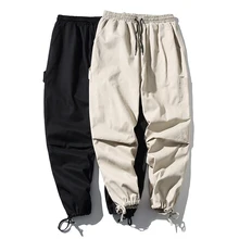 Хлопковые спортивные штаны для мужчин; модные однотонные повседневные Комбинезоны с несколькими карманами; Мужская Уличная одежда в стиле хип-хоп; свободные рабочие брюки; M-5XL