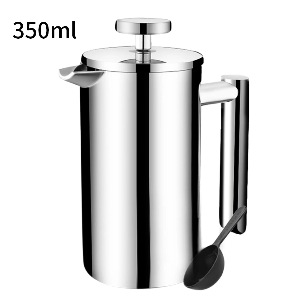 

350/700/1000ml Double Layer Percolator Office Kitchen Manual Handheld Kettle Press Stainless Steel Cafe Coffee Maker French Home