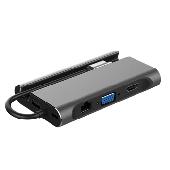 

USB Type-C Laptop Docking Station USB 3.0 HDMI VGA RJ45 PD USB Hub for Apple Laptops
