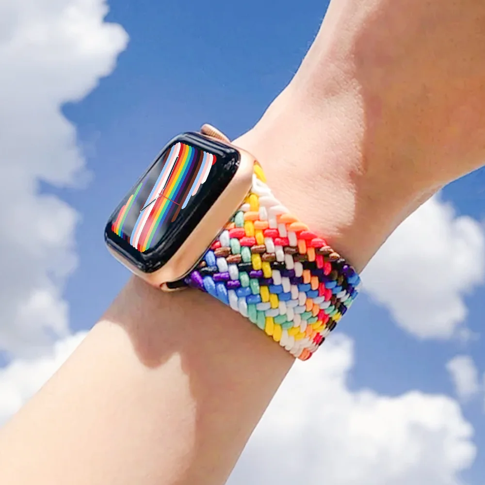 Braided Solo Loop For Apple Watch Band Se 76543 40mm 44mm Elastic Bracelet Strap on Smart Series 38mm 42mm 41mm 45mm Accessories