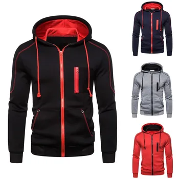 

Men Autum Winter New Fashion Long Sleeve Hooded Sweatshirt Zipper Outwear Tops Blouse Mens Hoodies 3XL