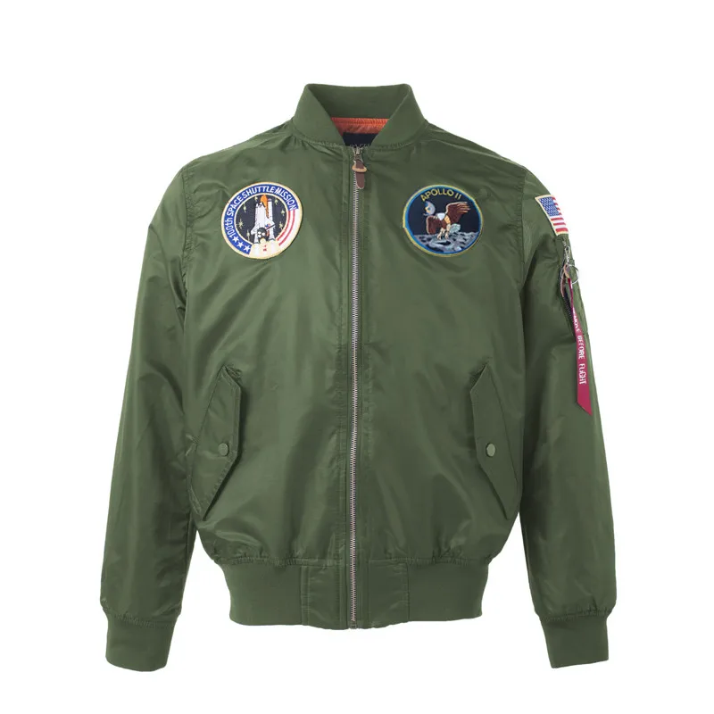 Ma-1 Мужская куртка-бомбер ВВС мужские бейсбольные пальто мужские зимние военные куртки летная куртка стоячий воротник размера плюс - Цвет: Зеленый