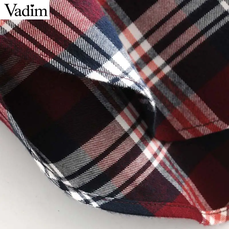 Женское элегантное платье vadim, негабаритная клетчатая куртка с карманами, свободный стиль, пальто с длинным рукавом, женская верхняя одежда, повседневные Длинные Топы CA611