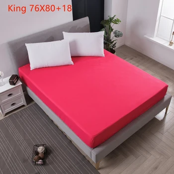 

Fashion Daily Waterproof Mattress Cover Fitted Sheet Home Solid Color Dustproof Bed Protector Bedding Elastic Band Deep Pocket