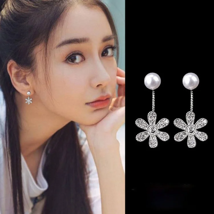 

Bohemia Fashion Design Flower Pearl Stud Earring 2021 Baroque Style Charm Women AAA Zircon Earring Charm Women Wedding Jewelry