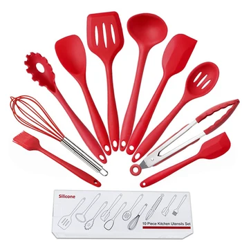 

10Pcs Silicone Cooking Utensils Kitchen Utensil Set Heat Resistant Spoon Spatula Ladle Egg Beaters Nonstick Cooking Tools