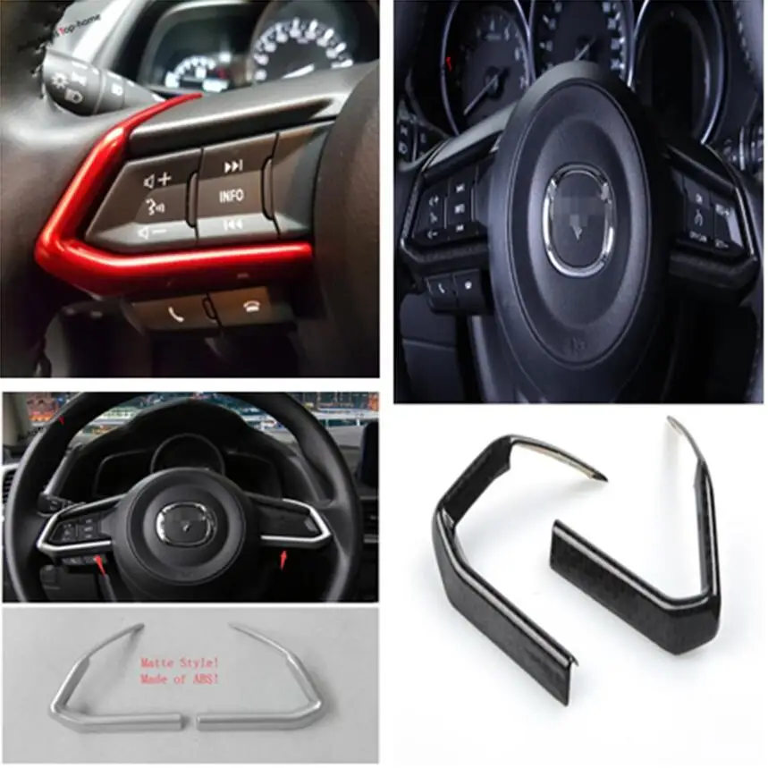 Yimaautotrims для Mazda 3 2017 2018 ABS накладка на руль отделка/матовая/красная/углеродное