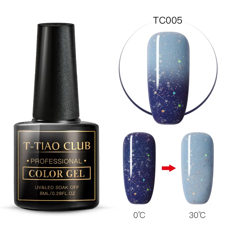 T-TIAO CLUB 8 мл термальный меняющий Цвет Гель-лак для ногтей голографический Лак Блеск температурный гель для изменения цвета Гель-лак для дизайна ногтей - Цвет: FFS07046
