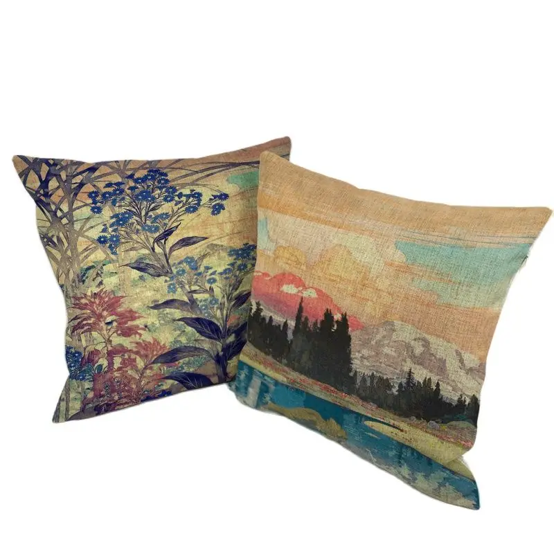 Wholesale Cushion Cover 17*17 inches Beautiful Sea Lake Alpine Reed