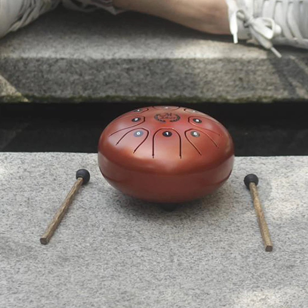 Мини 8 Note Handpan резервуар барабан молотки сумка для детей искусство любителей подарок, 5,5 дюймов - Цвет: Красный