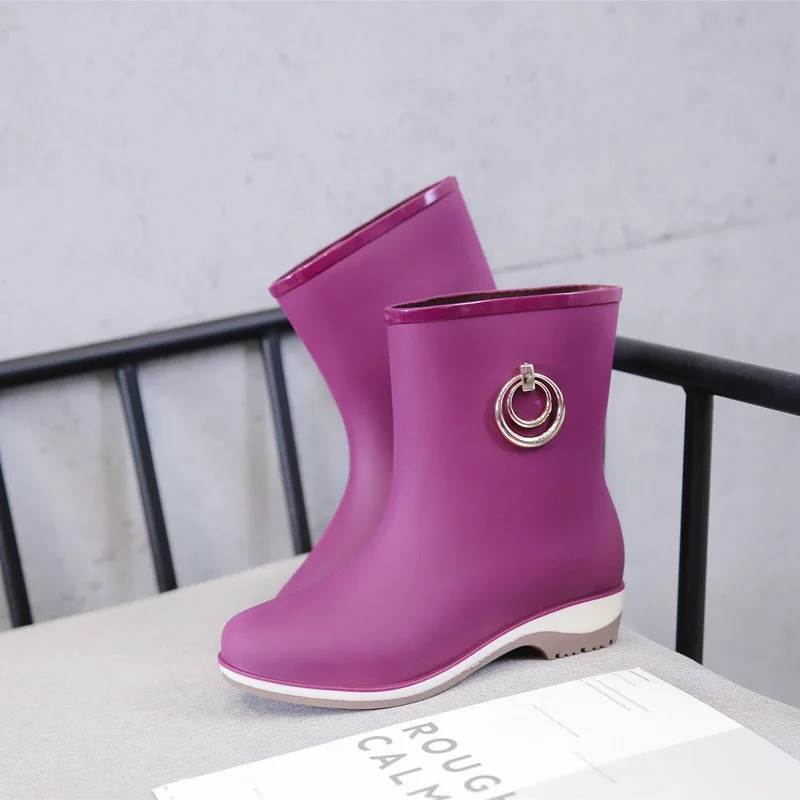 

Elegant Short Women Rubber Boots Ankle Rain Boots Fall Autumn Rain Day Waterproof Woman Shoes Nice Fad5