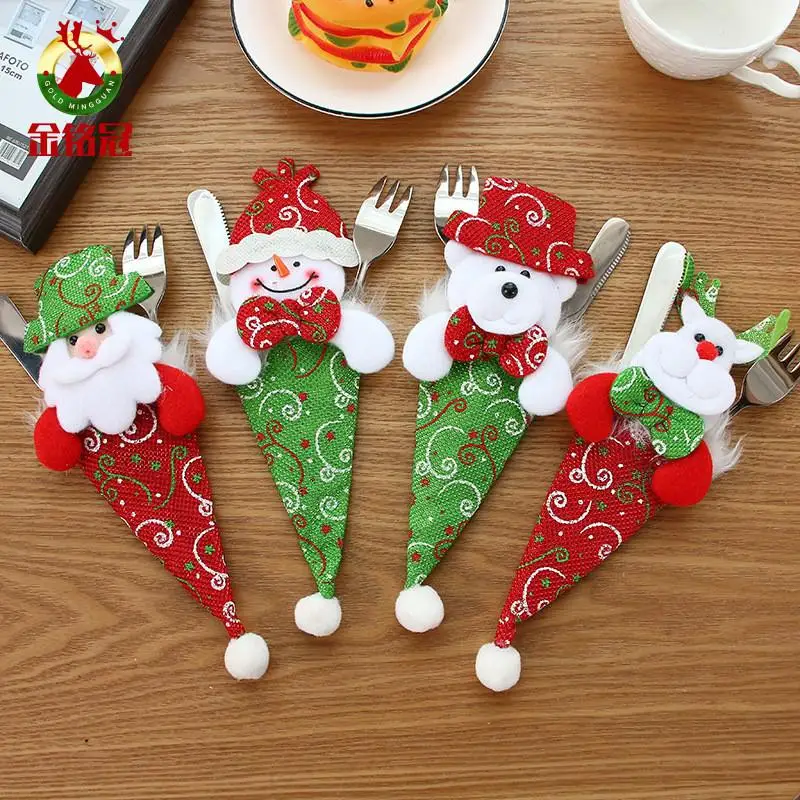 Рождественские украшения модная симпатичная Рождественская шляпа стол Кухонные ножи и вилки крышка