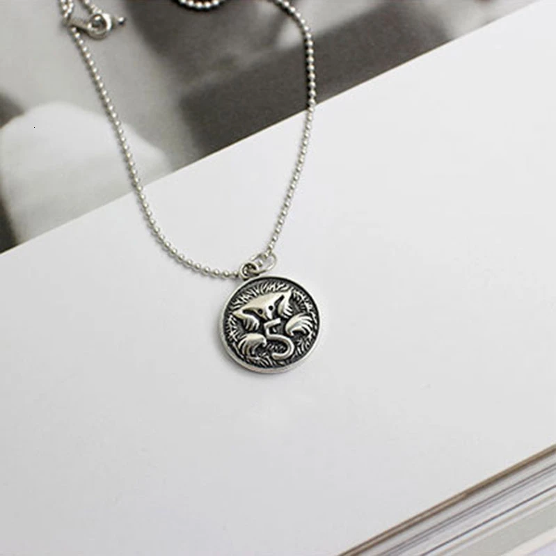 Ожерелья Подвески 925 пробы фигурка из серебра Бренд Винтаж монета длинный свитер цепь готический колье Femme для женщин хорошее ювелирное изделие