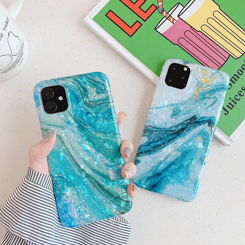 

Fashion Shell Patterned Phone Case for IPhone 11 2019 Cover Gradient Back Cover Protective Case for IPhone 11 Pro Max 6.5 Coque