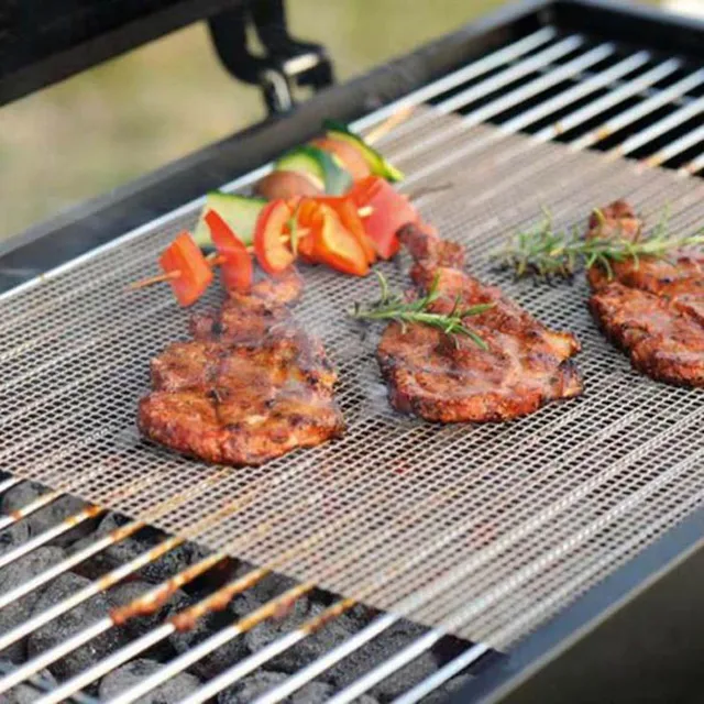 Teenra 1Db Grill Grillező Szőnyegek Rács Alakja Bbq Szőnyeg Újrafelhasználható Hőállóság Háló Kültéri Kempinghez - Image 4