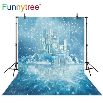 

Funnytree Ice Fairytale Castle Photography Winter Snow Party Backdrops Children Baby Girl Portrait Photo Background Studio Props