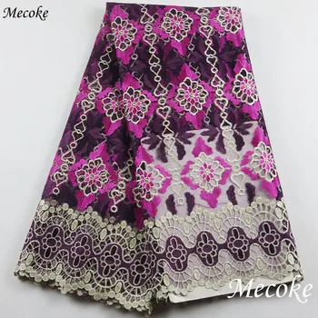 

High Quality African Lace Fabric For Wedding Embroidered France mesh Lace Fabrics fuchsia color 2020 nigerian Guipure Cord Lace