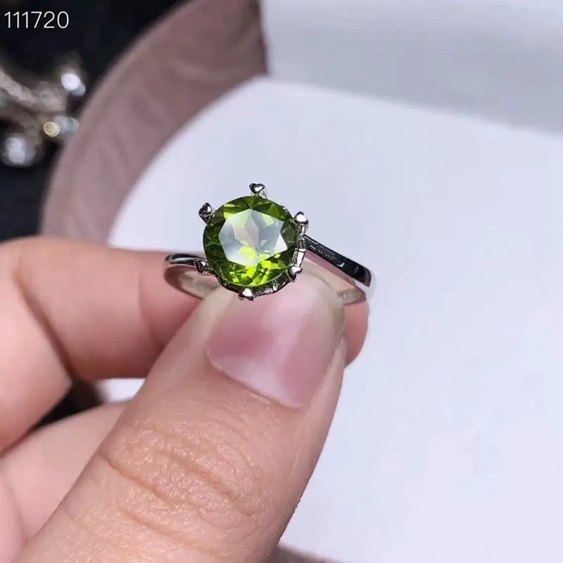 Изысканное зеленое Перидот кольцо женское серебряное кольцо натуральный драгоценный камень хорошая огранка Серебро 925 пробы подарок на день рождения Овальный подарок на год
