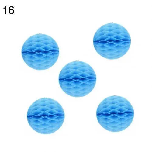 Небесно-голубой 5Pcs 6inch Solid Color Tissue Paper Pompom Ball Hanging Wedding Party Home Decor - Цвет: Небесно-голубой