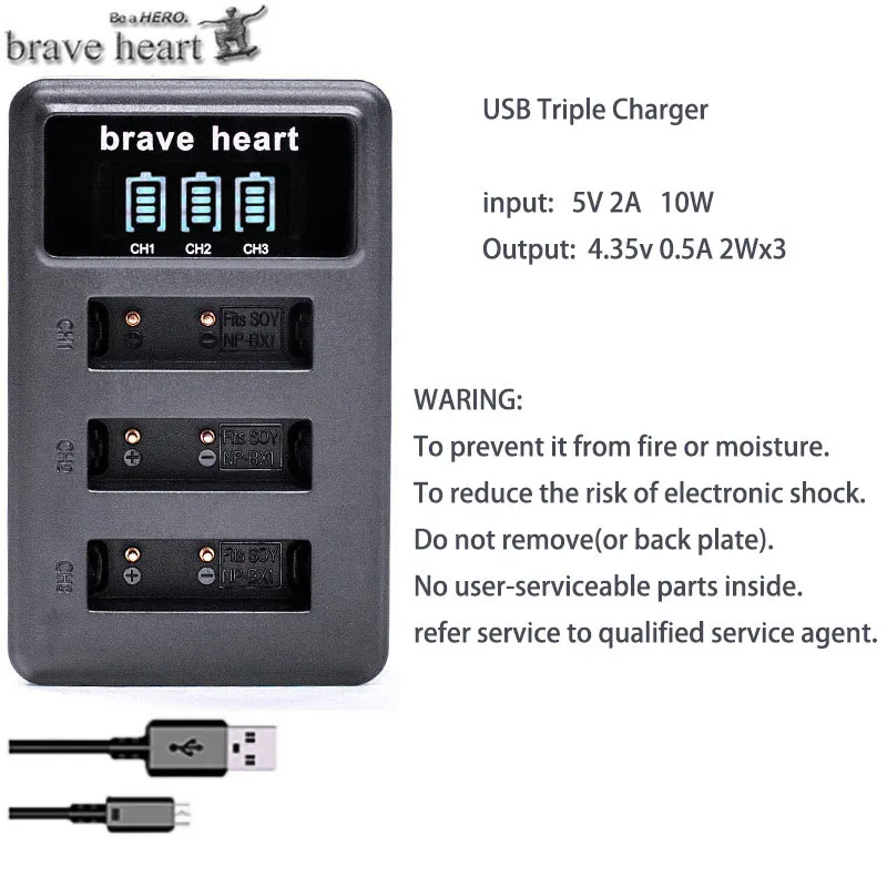charger only 4x Bateria NP-BX1 NPBX1 np bx1 батарея для sony DSC-RX100 DSC-WX500 HX300 WX300 HDR AS100v AS200V AS15 AS30V AS300 M3 M2 HX60 - Цвет: charger only