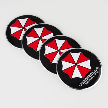 

4PCS 56MM Car styling 3D Aluminum alloy Umbrella corporation Car Steering tire Wheel Center car stickers decals