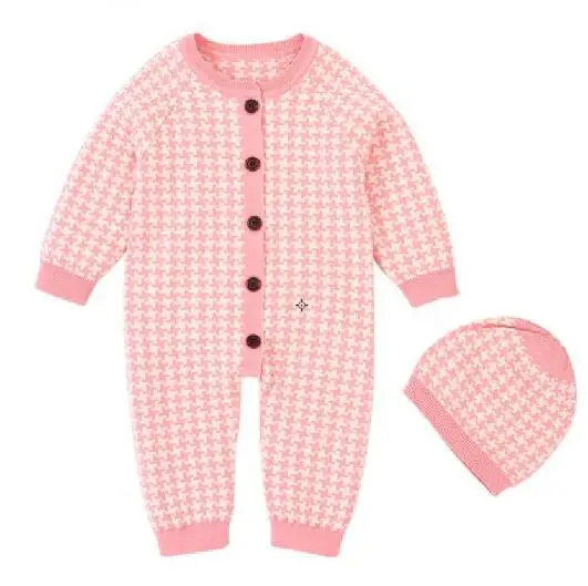 pink Для маленьких девочек одежда для детей одежда для малышей мальчиков и девочек комбинезон осень-зима вязаное платье с длинными рукавами одежда для младенец мальчик Одежда для новорожденных - Цвет: pink