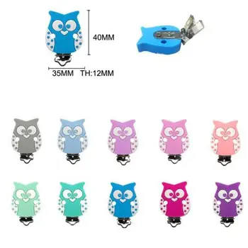 

kwd 10pcs Pacifier Clip Silicone Rodent Teether Owl Butterfly Cartoon Animal Metal Holder For Nipples DIY Pacifier Chain