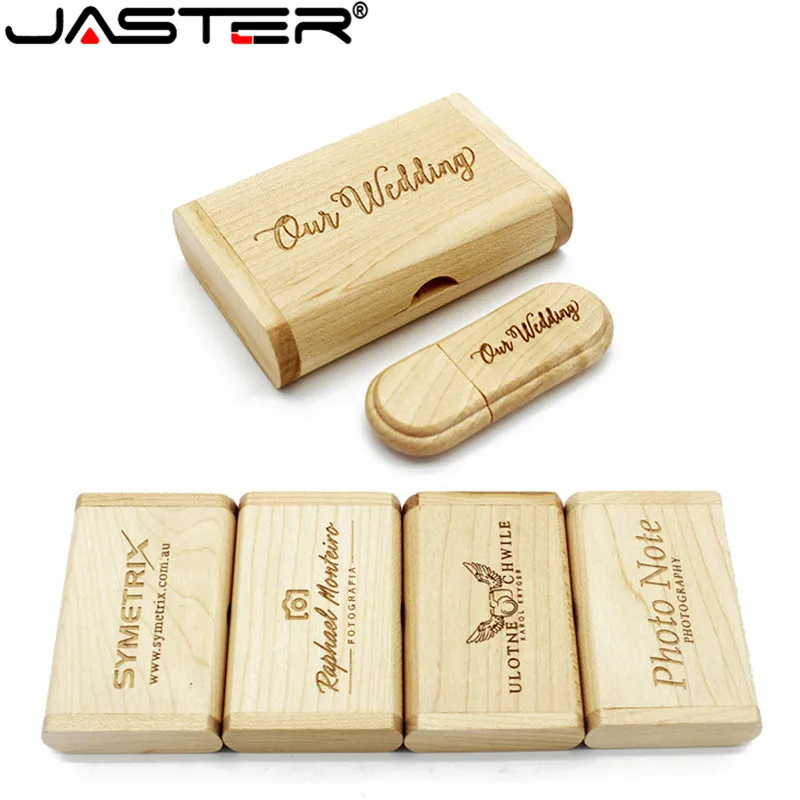 JASTER Пользовательский логотип деревянный узкий USB с коробкой Usb 2,0 флеш-накопитель