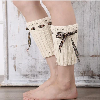 

2020 Hot Sale Fashion Knitted Leg Warmers Women Girls Winter Crochet Lace Rope Boot Sock Cuff