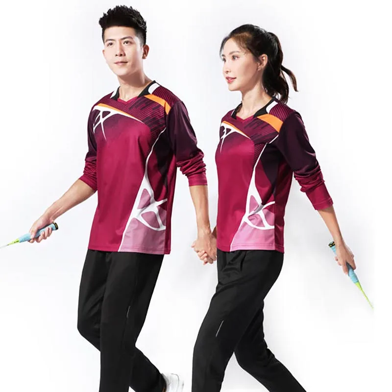 Quick Dry Breathable Badminton Long sleeve Men Women Sports Table Tennis T Shirts Team Game Running Training Long Sleeves