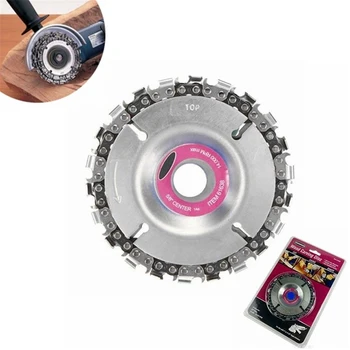 

4 Inch Grinder Chain Disc Sculpting Tool 22 Tooth Cut Steel Chain Wood Carving Disc For 100/115 Angle Grinder Abrasive Durable