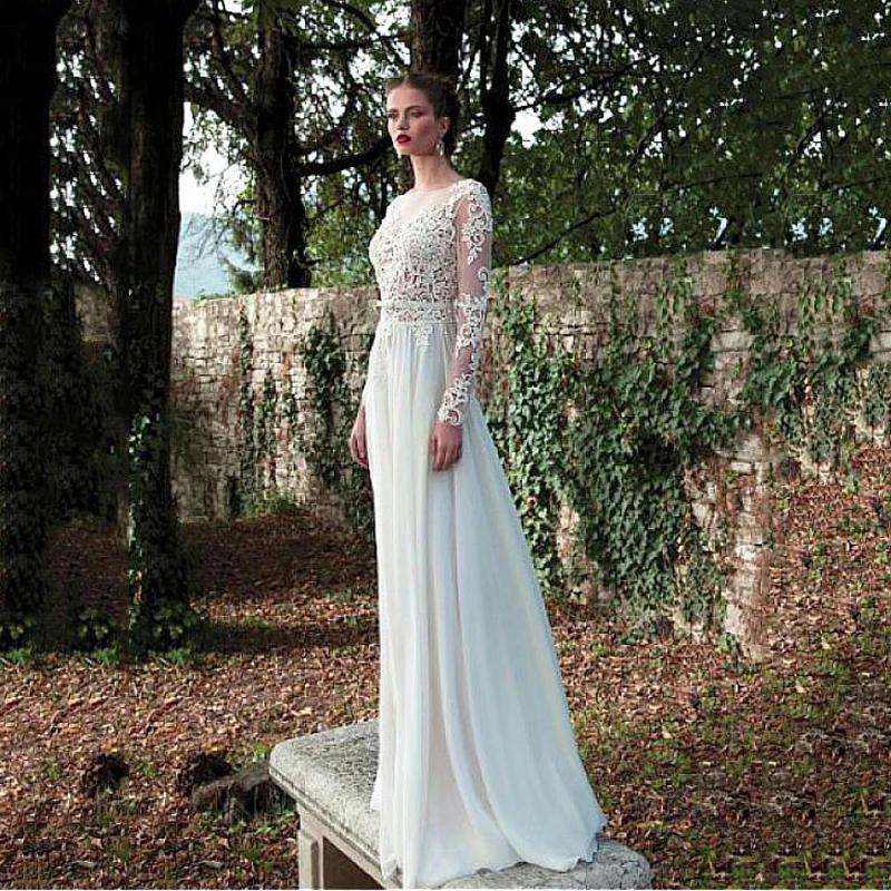 beach long sleeve wedding dress