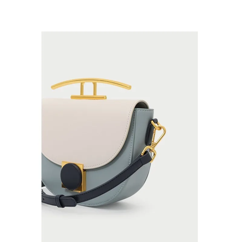 

Women's bag 2020 new women's single shoulder bag celebrity style women's leather bag fashion hit color saddle bag