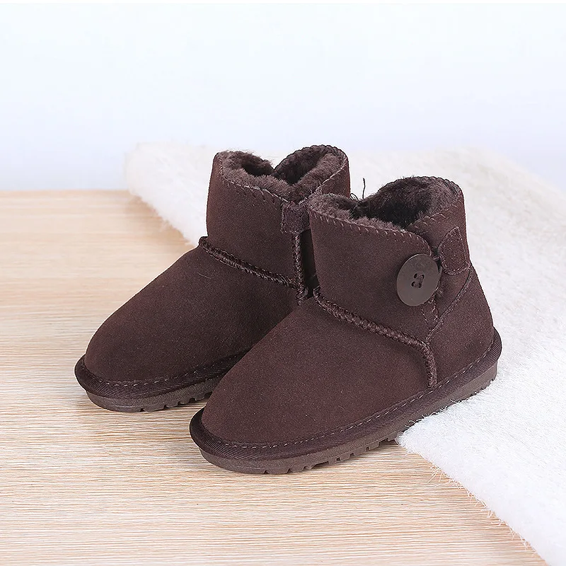 

2019 New Style Korean-style CHILDREN'S Snow Boots Cowhide Short Boots Men And Women Children Korean-style Fashion Warm Cotton-pa