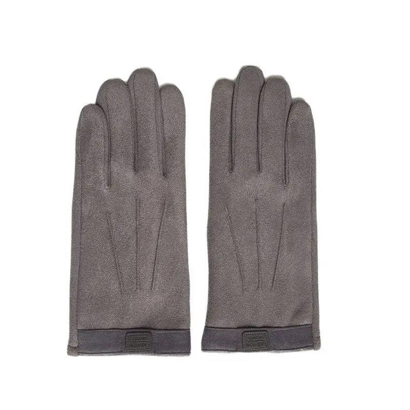 Suede Man Winter Keep Warm Touch Screen Gloves Fashion Add Cashmere Outdoor Windproof Mens Gloves Leisure Cycling