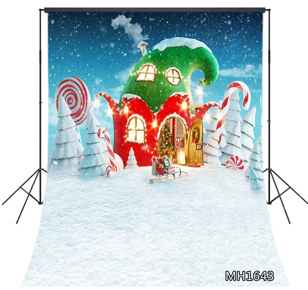 Фон для фотосъемки с изображением рождественской Феи эльфа рождественского конфетного дома зимней снежинки на день рождения баннер детский фон для вечеринки
