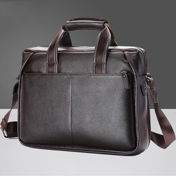 

New Business Men's Briefcase Bags for 14" Laptop Man Genuine Leather Bag Handbags Men's Messenger Bag Real Leather High Quality