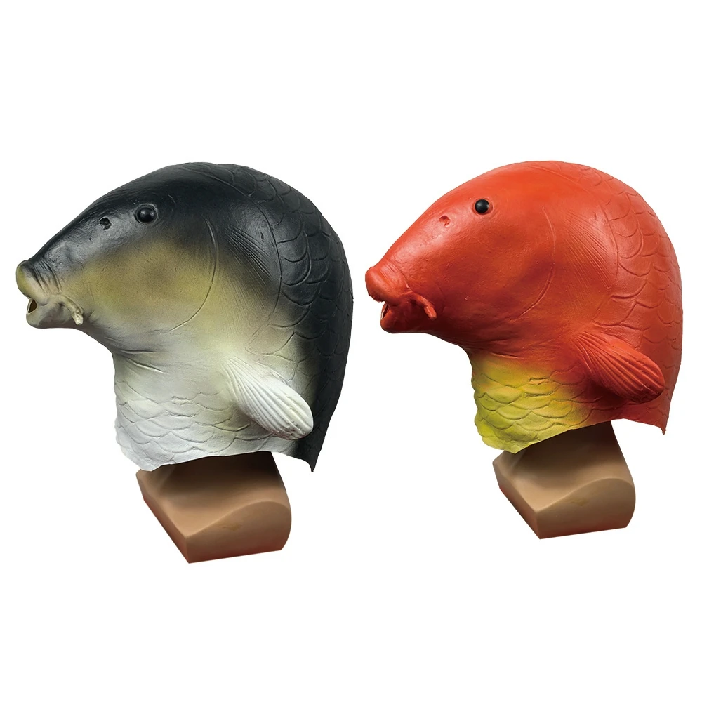 

Funny Halloween Party Latex Cute Masquerade Rubber Golden Fish Masks Realistic fish head Mask Animal Full Head Mask