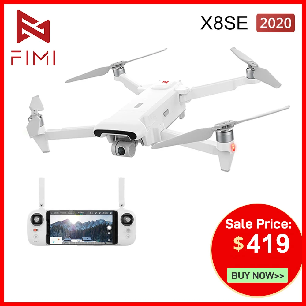 FIMI X8 SE 2020 Version Drone Helicopter 8KM FPV with 3-Axis Gimbal 4K Camera HDR Video GPS RC Drone Quadcopter RTF with Battery